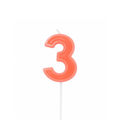 Number 3 Birthday Candle, 2-inch – Cake Candle with White Pick