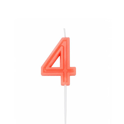 Orange Number 4 Birthday Candle, 2-inch – Cake Candle with White Pick