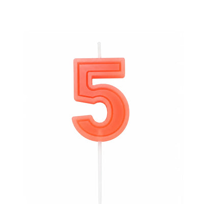 Orange Number 5 Birthday Candle, 2-inch – Cake Candle with White Pick