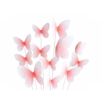 Pastel Butterfly Cake Toppers – Pink Ombre Butterfly Cake Decorations
