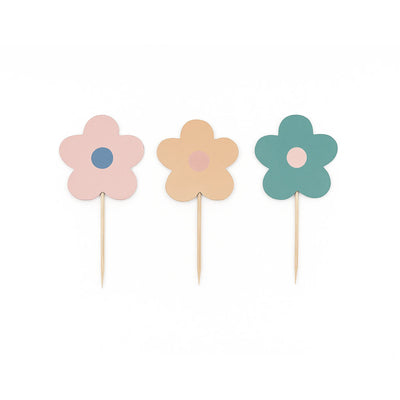 Pastel Daisy Cupcake Toppers, 6cm – Floral Party Decorations