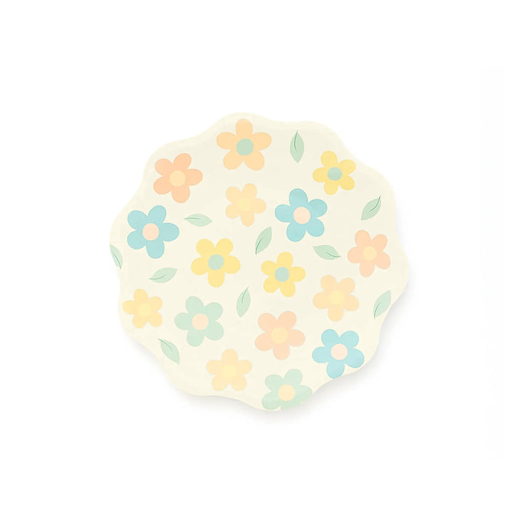 Pastel Daisy Floral Plate, 9-inch – Multicolor Flower Design