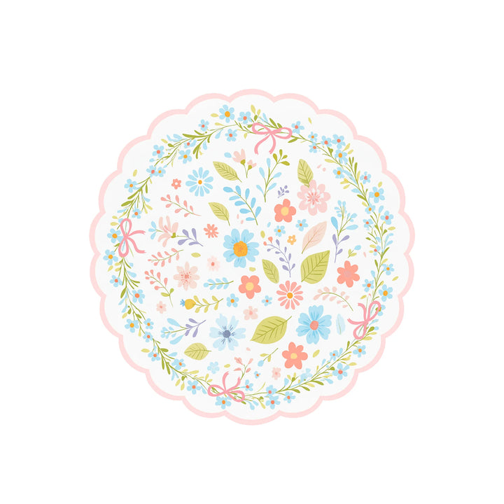 Pastel Garden Floral Paper Plate, 7-inch – Scalloped Floral Design