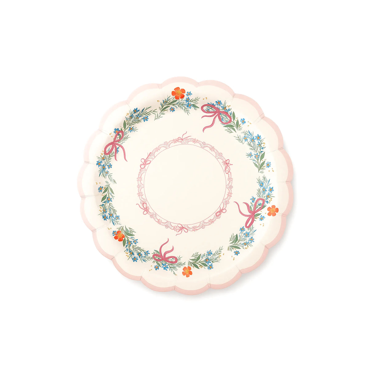 Pastel Garden Floral Paper Plate, 9-inch – Pink & Blue Flowers