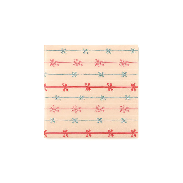 Pastel Ribbon Bow Party Napkin, 6.5-inch – Bow Pattern Napkin