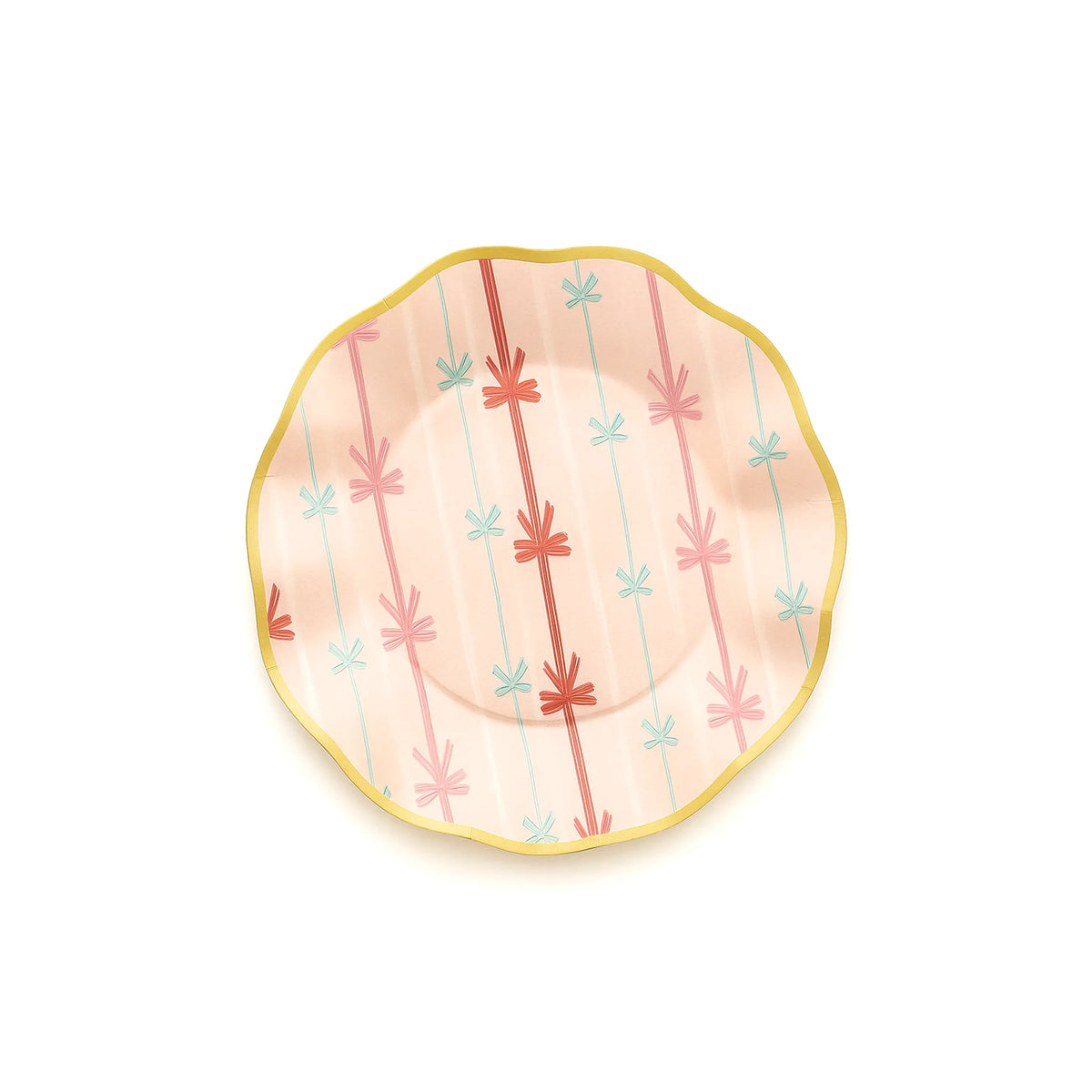Pastel Ribbon Bow Paper Plate, 10.5-inch – Pink & Blue Bow Plate