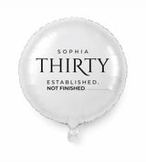 Personalized 30 birthday balloon — Established. Not Finished · Style 01