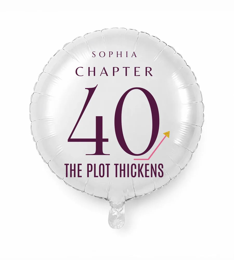 Personalized 40 birthday balloon — The Plot Thickens · Style 01
