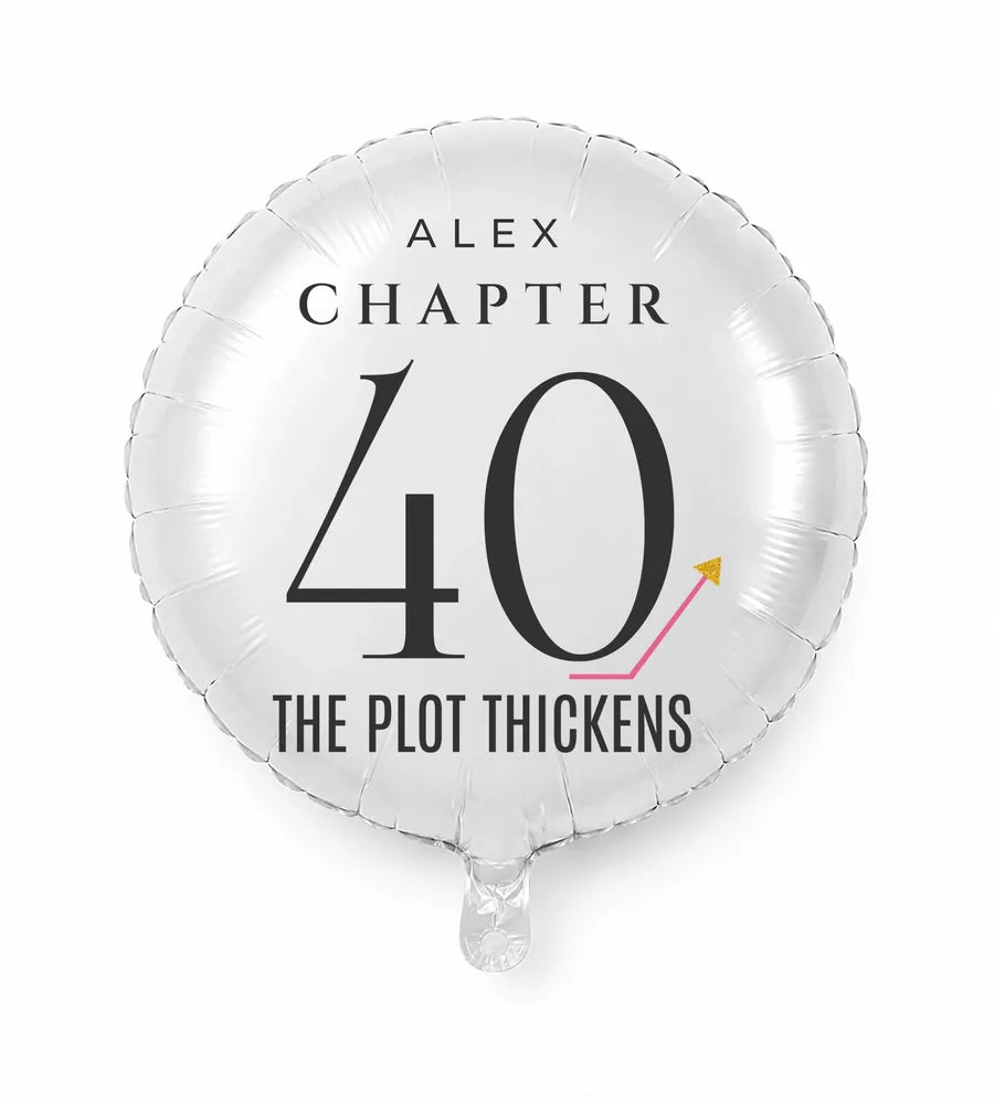 Personalized 40 birthday balloon — The Plot Thickens · Style 02