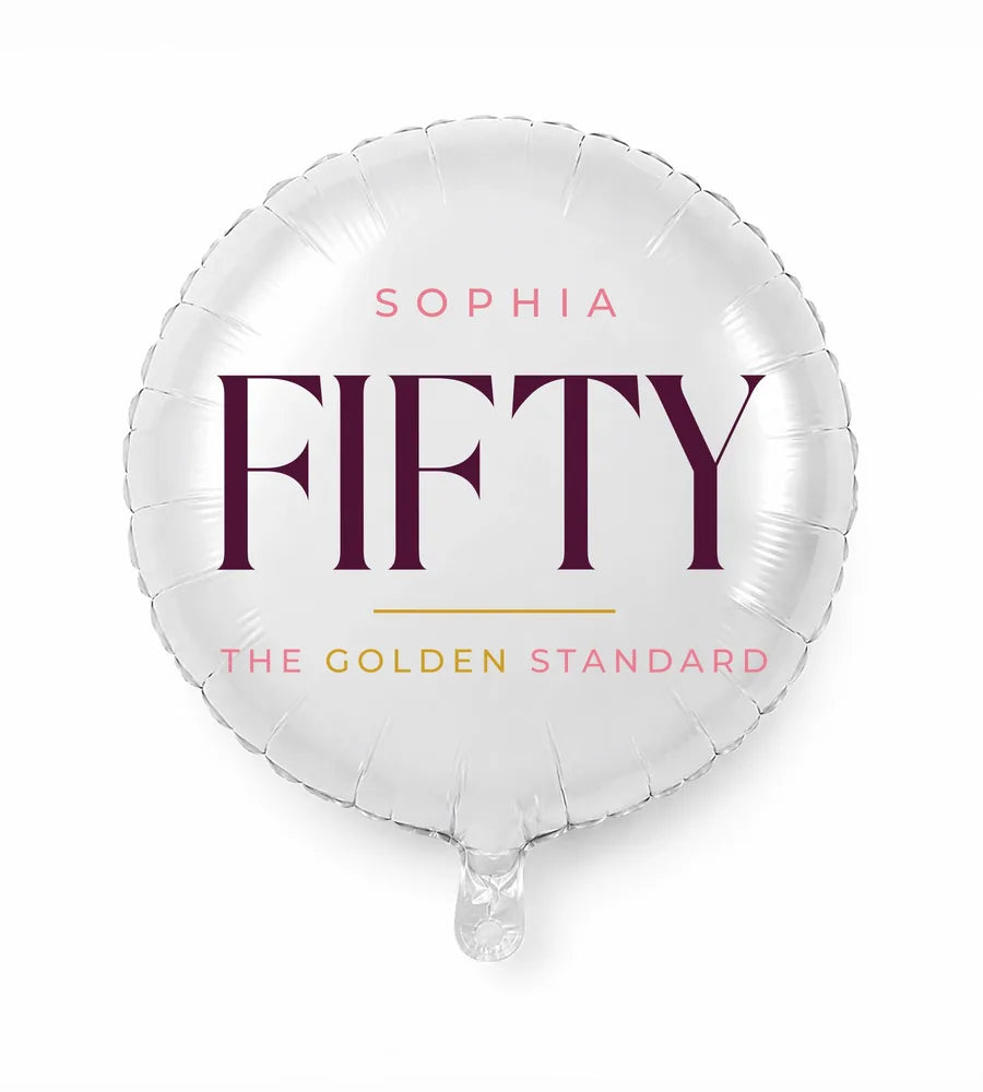 Personalized 50 birthday balloon — The Golden Standard · Style 01