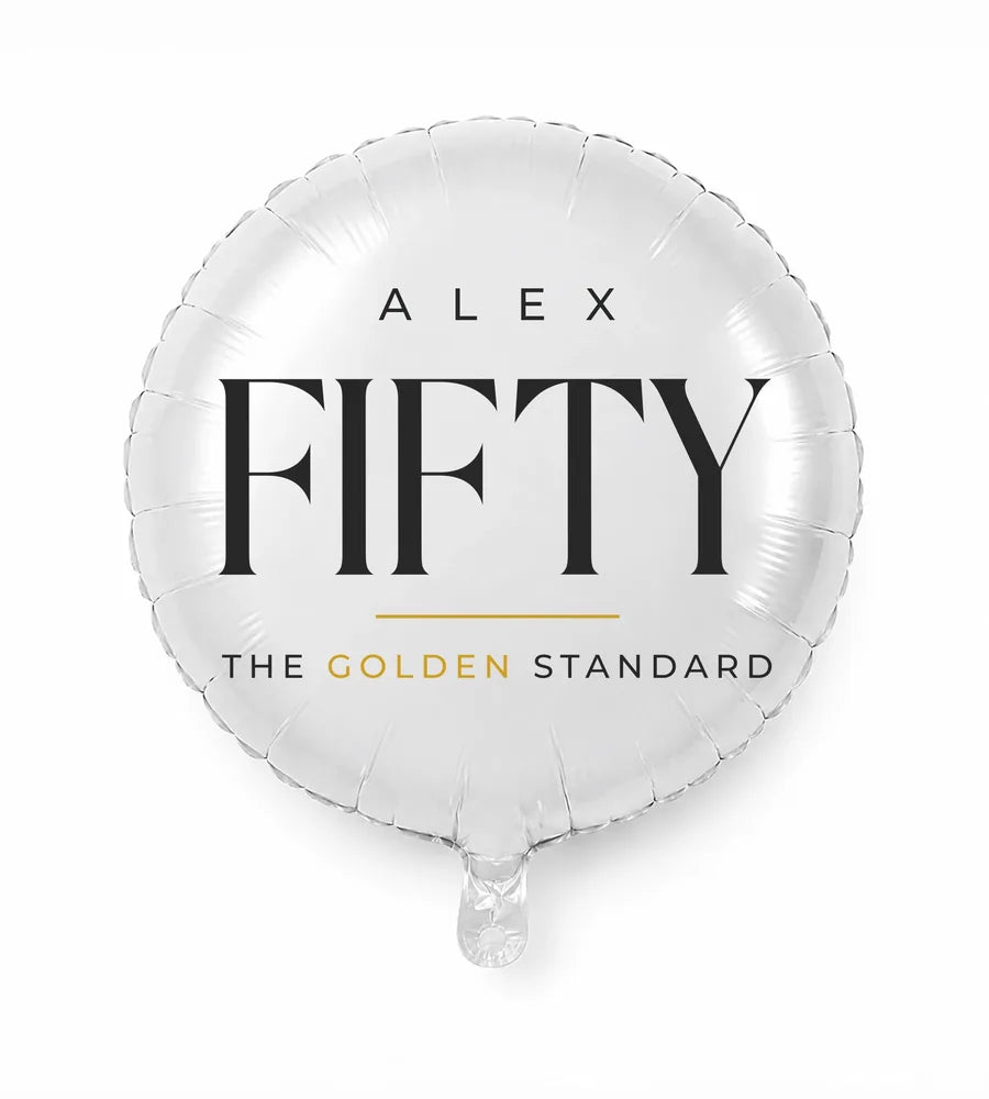 Personalized 50 birthday balloon — The Golden Standard · Style 02