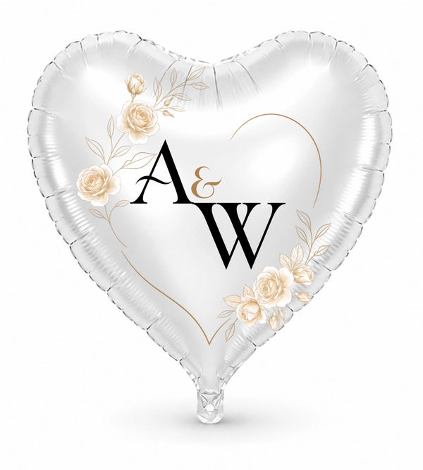 Personalized wedding balloon printed with the couple's initials