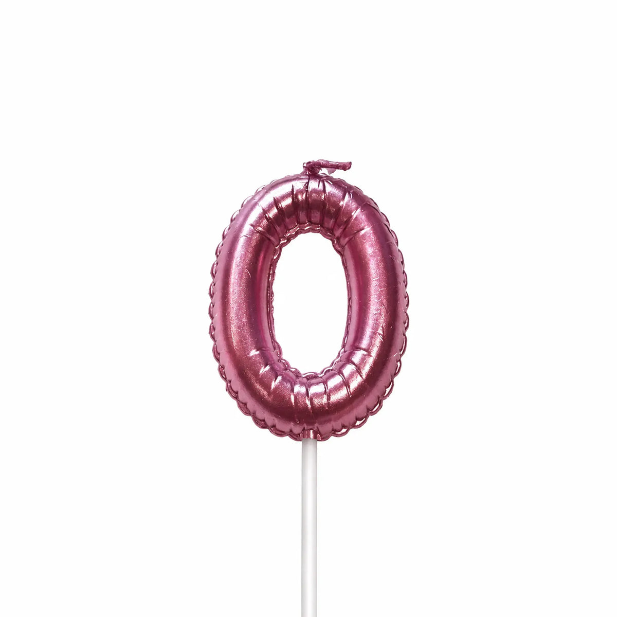 Pink balloon number 0 birthday candle for cake decoration