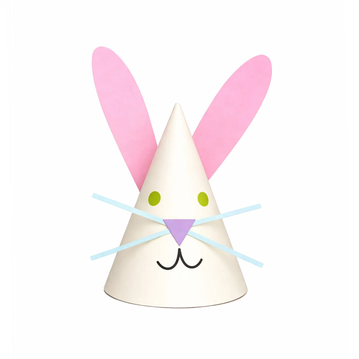 Cute Pink Bunny Rabbit Party Hat with Oversized Ears and Whisker Face Design