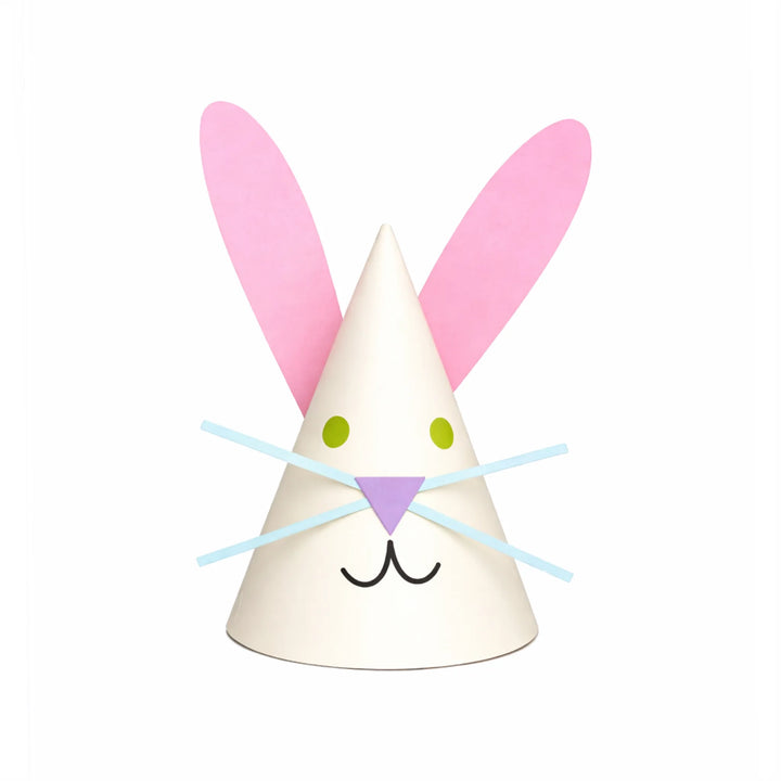 Cute Pink Bunny Rabbit Party Hat with Oversized Ears and Whisker Face Design