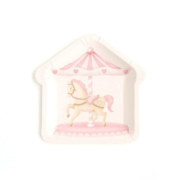 Pink Carousel House Paper Plate, 9-inch – Princess Party Plate