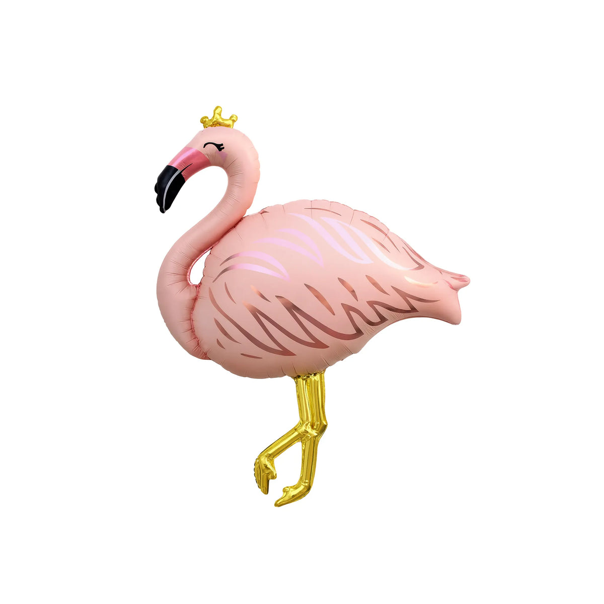 Pink Flamingo Foil Balloon with gold crown, 37-inch