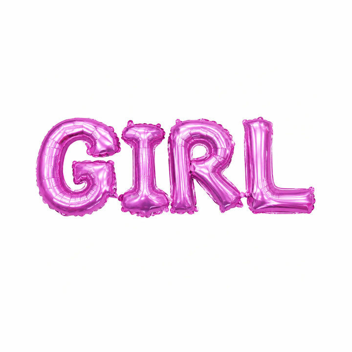 Pink GIRL Foil Balloon Banner, 33.1-inch – Baby Shower and Gender Reveal Balloon Decoration