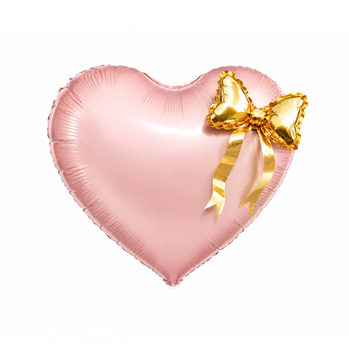 Pink Heart Foil Balloon with Gold Bow, 35.4 x 22.4-inch – Romantic Party Balloon