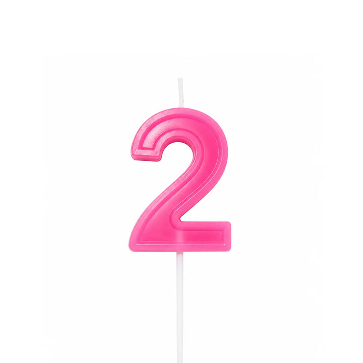 Pink Number 2 Birthday Candle, 2-inch – Cake Candle with White Pick