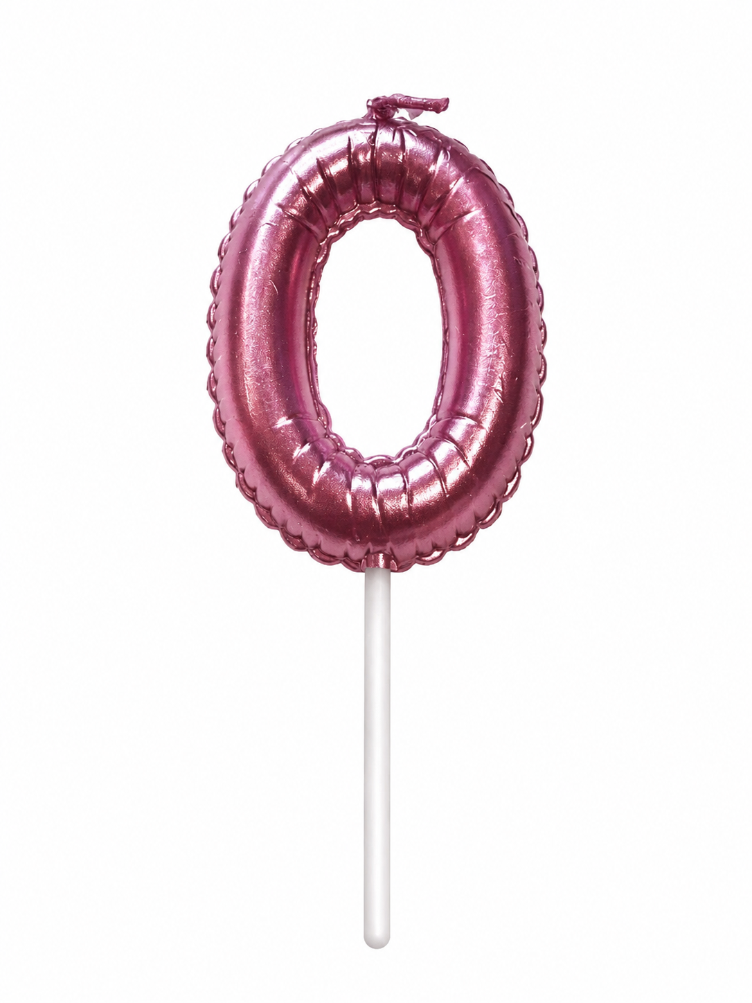 Pink Number Birthday Candle 0 – Metallic Birthday Cake Candle