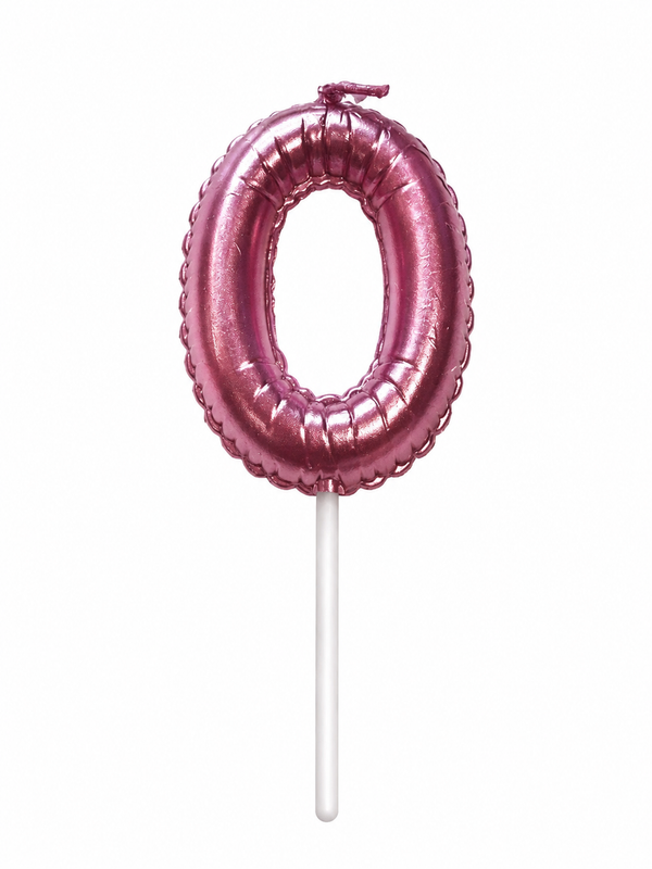 Pink Number Birthday Candle 0 – Metallic Birthday Cake Candle