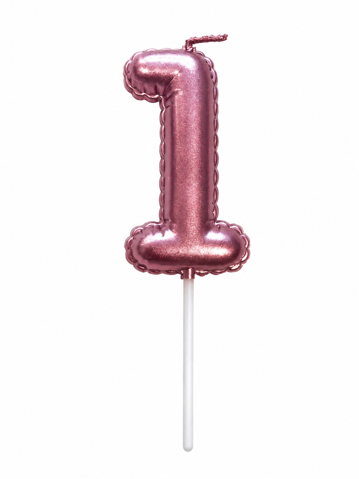 Pink Number Birthday Candle 1 – Metallic Birthday Cake Candle
