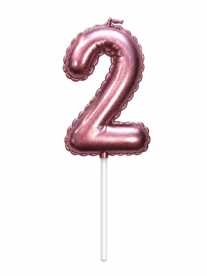 Pink Number Birthday Candle 2 – Metallic Birthday Cake Candle