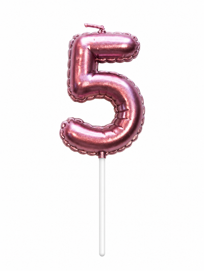 Pink Number Birthday Candle 5 – Metallic Birthday Cake Candle
