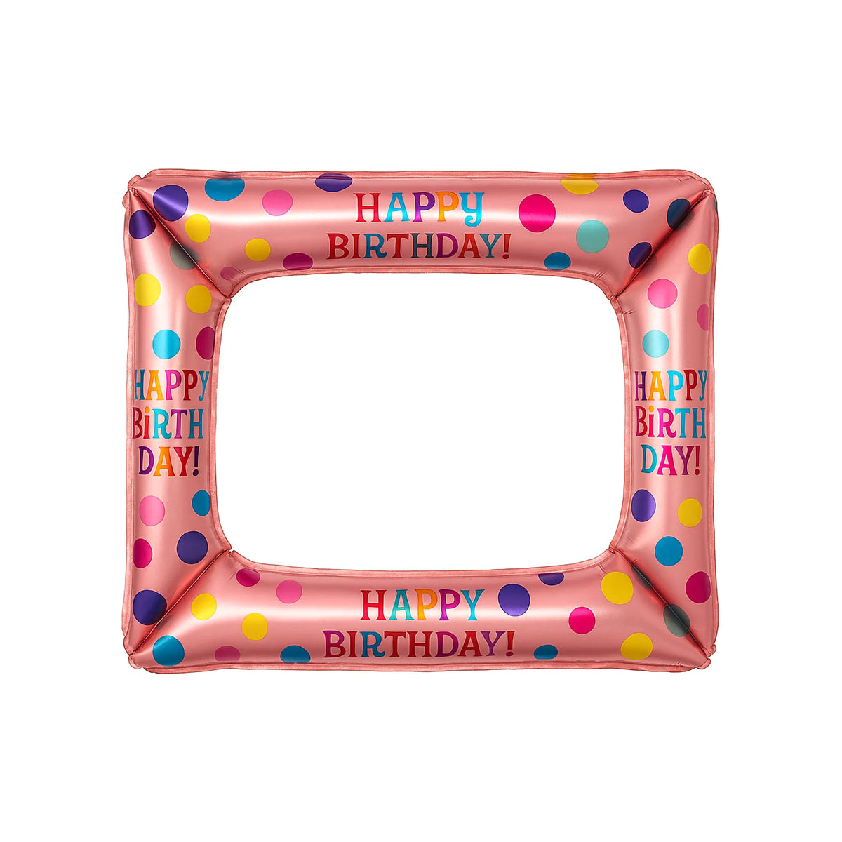 Pink Polka Dot Happy Birthday Inflatable Photo Frame, 22.5-inch