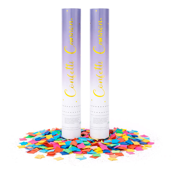 Purple Metallic Confetti Cannon Party Popper with Colorful Paper Confetti