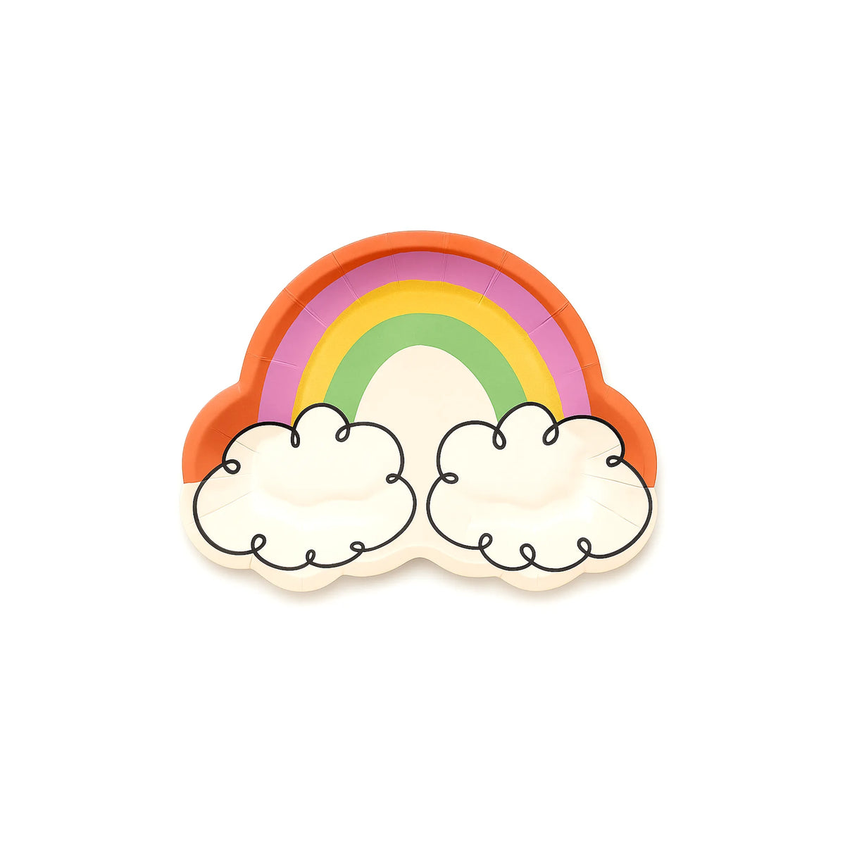 Rainbow Shaped Plate, 9-inch – Pastel Rainbow with Clouds