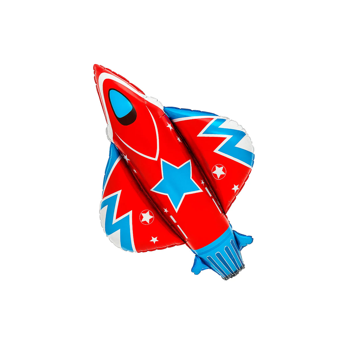 Red and Blue Rocket Foil Balloon, 37-inch