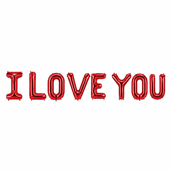 Red I Love You Foil Balloon Banner, 16.1-inch Letters – Valentine’s Day Party Decoration