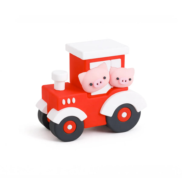 Red Tractor Cake Topper with Pig Figures – Farm Birthday Decor