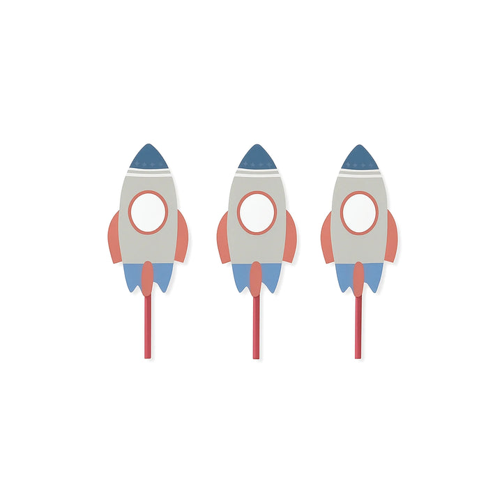 Rocket Ship Cupcake Toppers, 6cm – Space Party Decorations