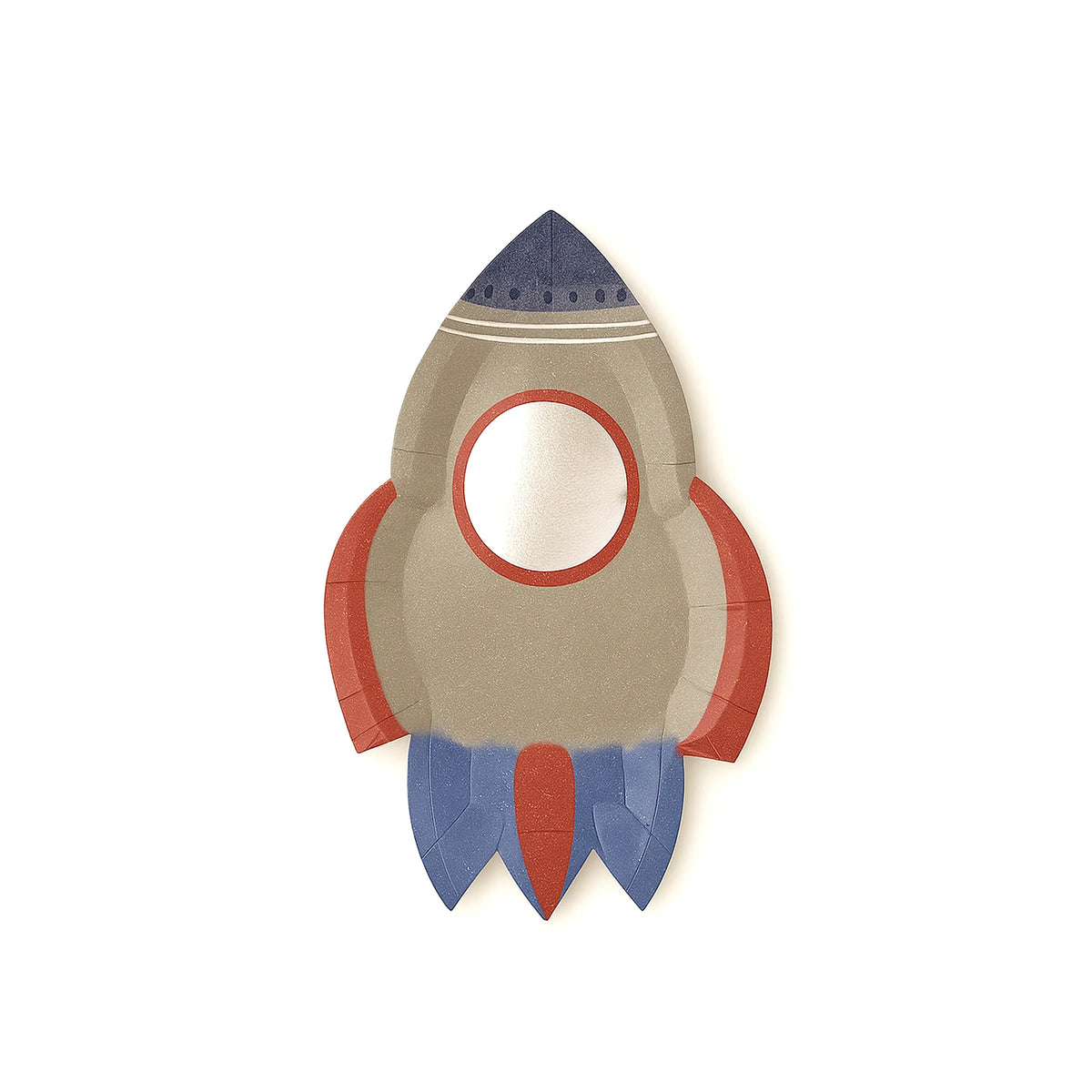 Rocket Ship Shaped Paper Plate, 8" – Space-Themed Kids Party Plate