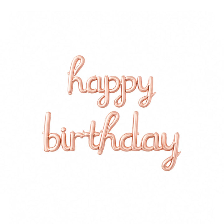 Rose Gold Happy Birthday Script Foil Balloon Banner for Birthday Party Decorations