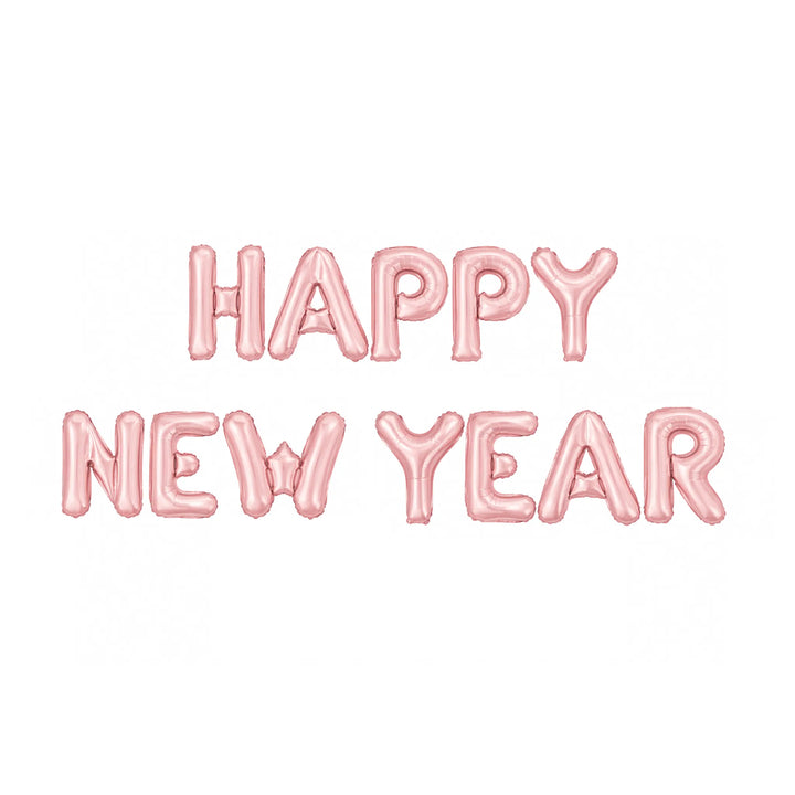 Rose Gold Happy New Year Letter Foil Balloon Banner for New Year Party Decorations