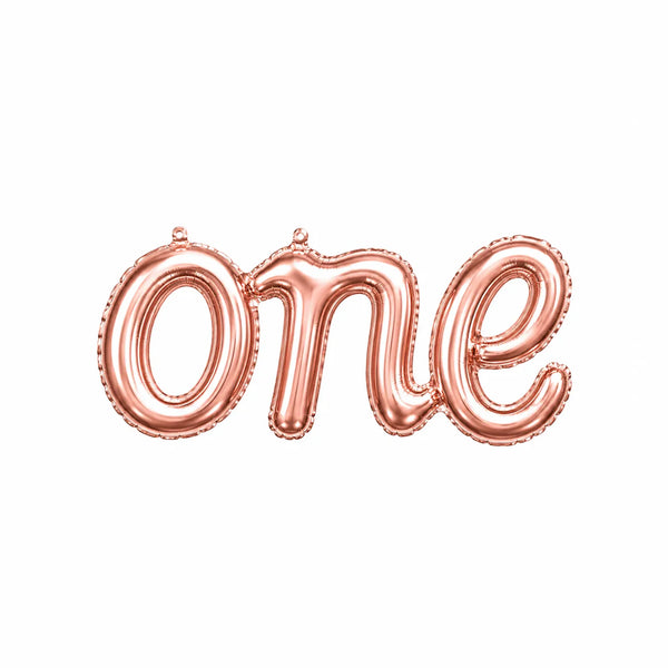 Rose Gold One Foil Balloon Banner, 41.7-inch – 1st Birthday Photo Backdrop Decoration