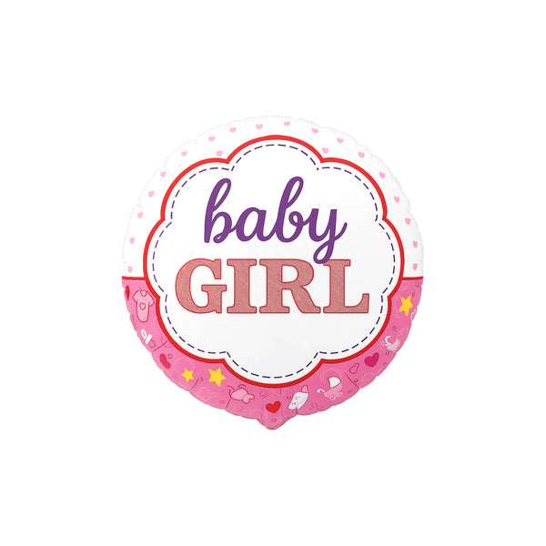 Round Baby Shower Foil Balloon "Baby Girl", 18-inch