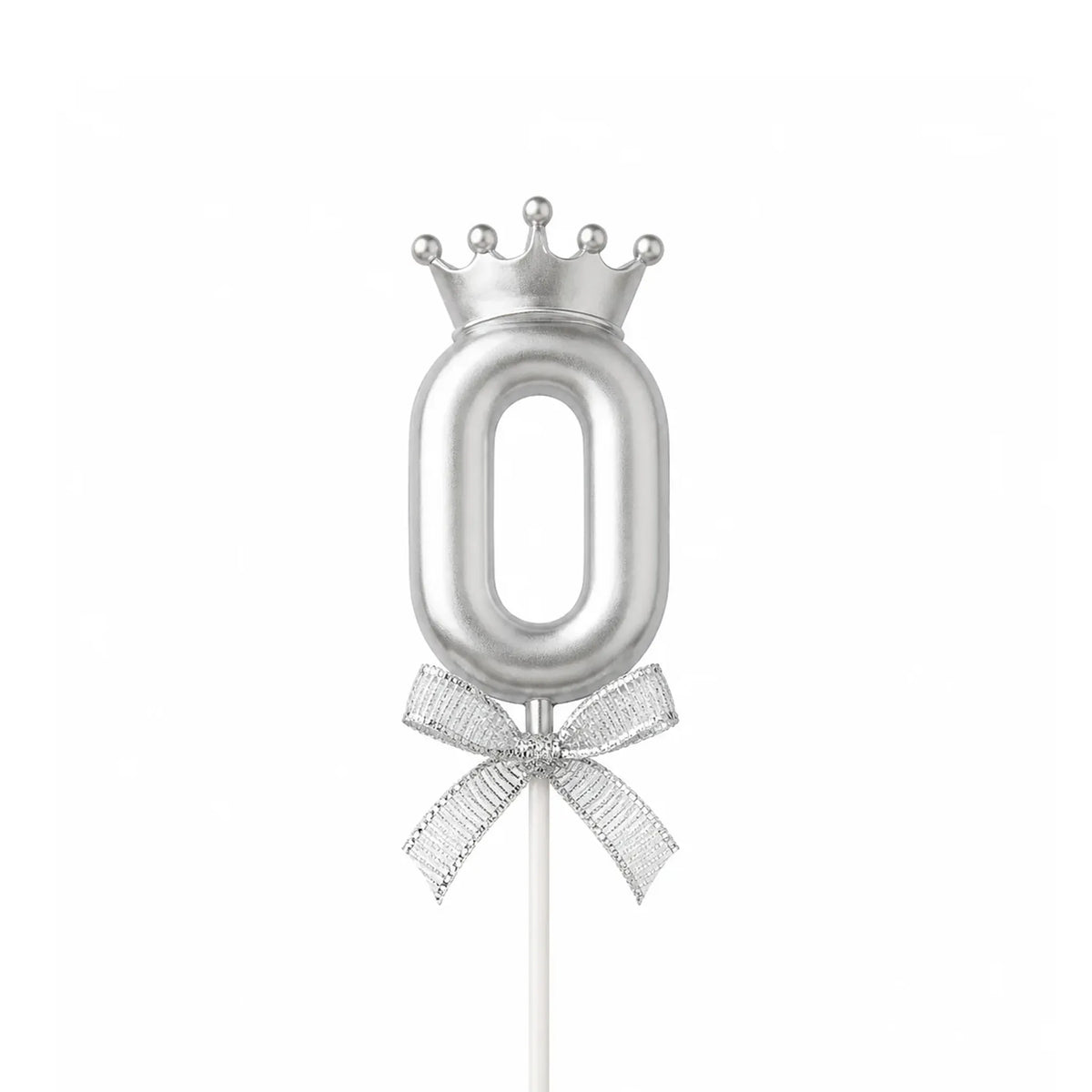 Silver Crown Number Birthday Candle 0 – Milestone Birthday Cake Candle