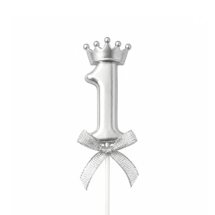 Silver Crown Number Birthday Candle 1 – Silver Birthday Cake Candle