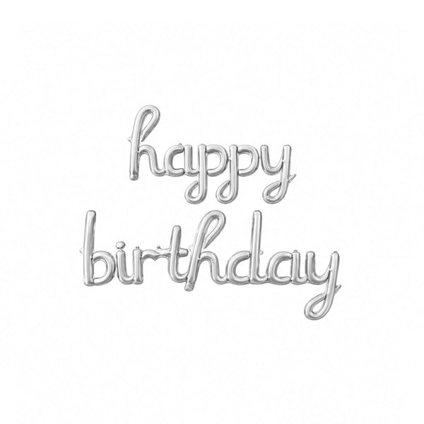 Happy Birthday Script Foil Balloon Banner for Birthday Party Decorations