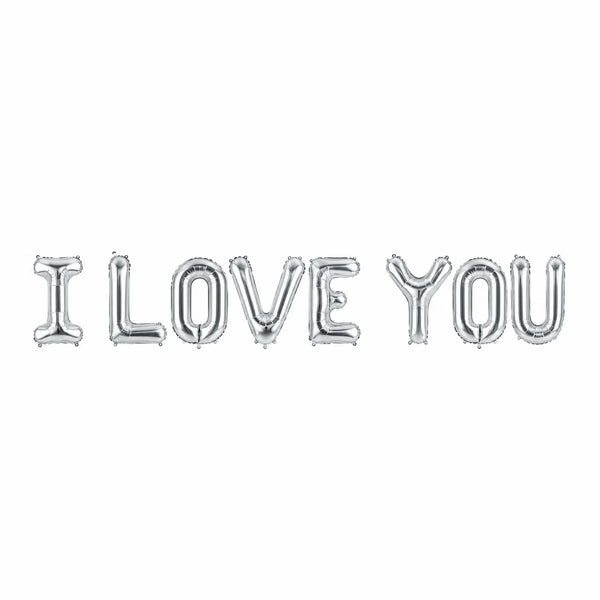 I Love You Foil Balloon Banner, 16.1-inch Letters – Romantic Party Backdrop Decoration