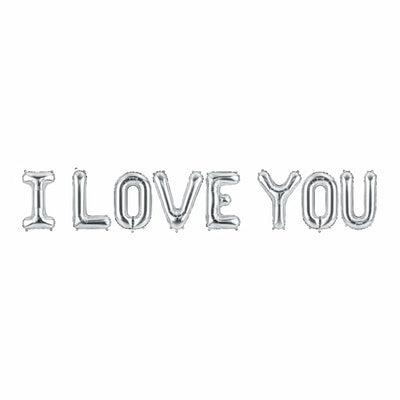 I Love You Foil Balloon Banner, 16.1-inch Letters – Romantic Party Backdrop Decoration