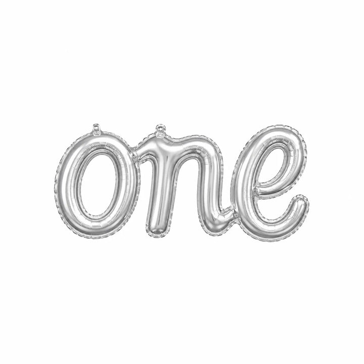 Silver One Foil Balloon Banner, 41.7-inch – 1st Birthday Party Decoration