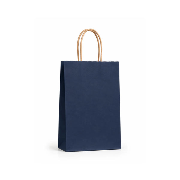 Small Dark Navy Paper Gift Bags with Handles, 15 Pack – 5.9 x 8.3 in