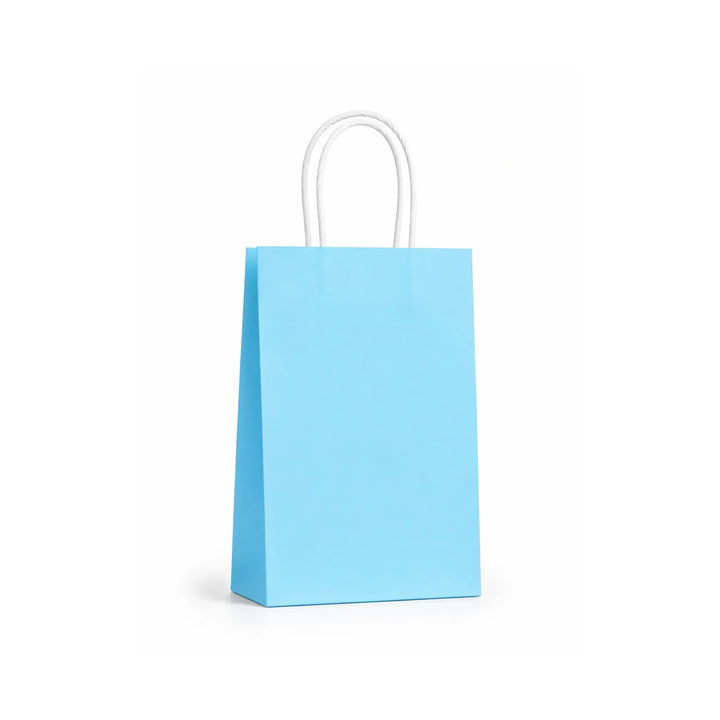 Small Light Blue Paper Gift Bags with Handles, 15 Pack – 5.9 x 8.3 in