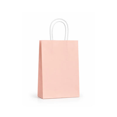 Small Light Peach Paper Gift Bags with Handles, 15 Pack – 5.9 x 8.3 in